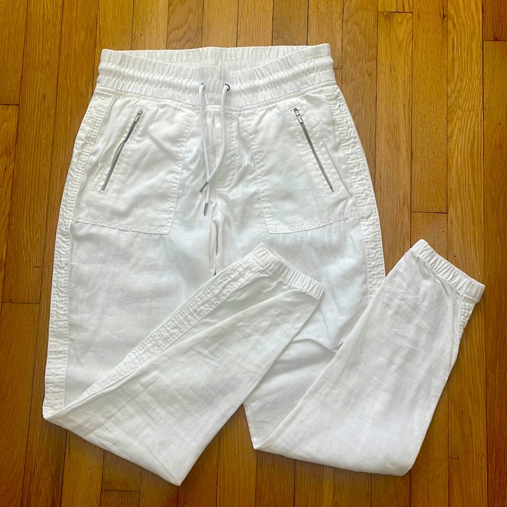 Athleta White Cabo Linen Joggers 6T Tall